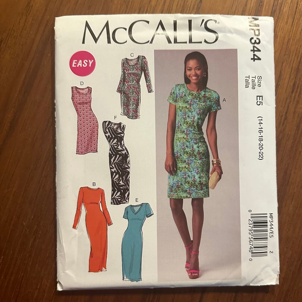 McCall's Pattern MP344 Dress Size 14-22 Easy